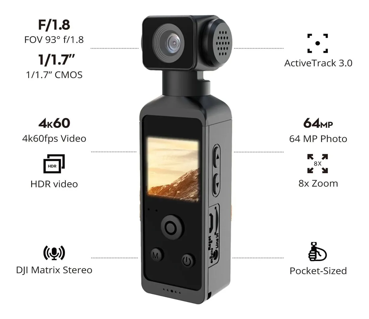 Cámara de acción 4K pocket sumergible