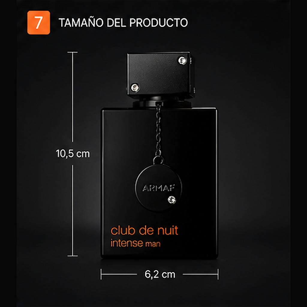 Fragancia masculina intensa Oud y Ámbar 100ml - dimensiones