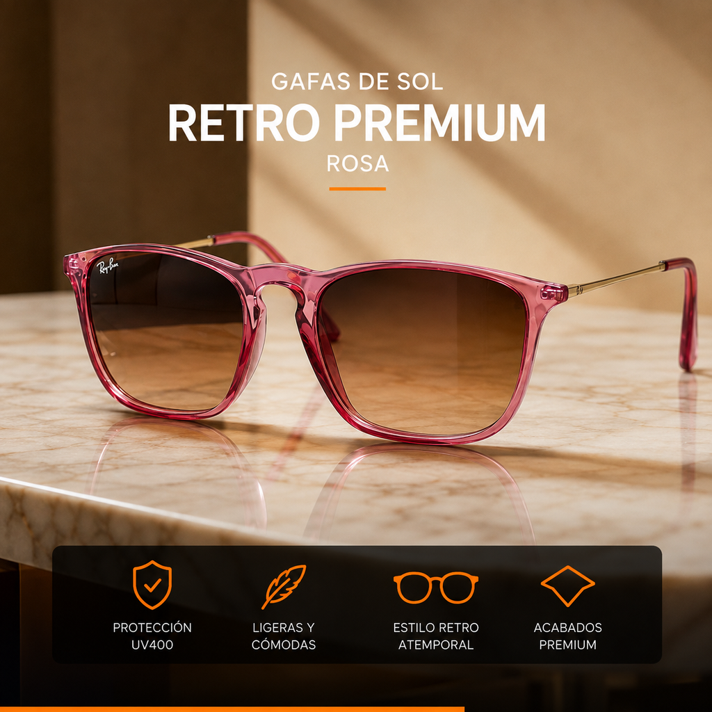 Gafas de Sol Cuadradas Estilo Retro Rosa Premium - beneficio principal