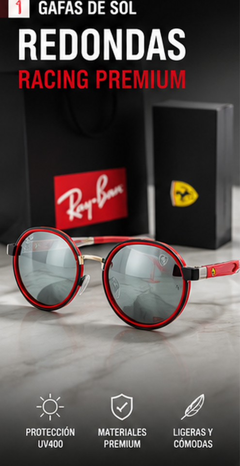 Gafas de Sol Redondas Marco Rojo Racing Premium - imagen principal