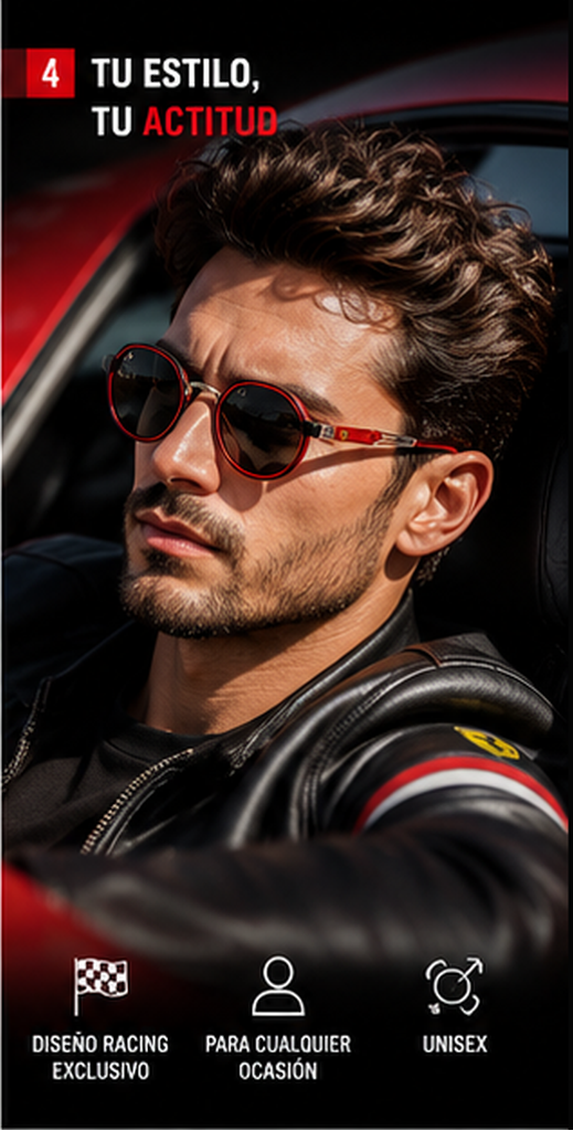 Gafas de Sol Redondas Marco Rojo Racing Premium - estilo de vida