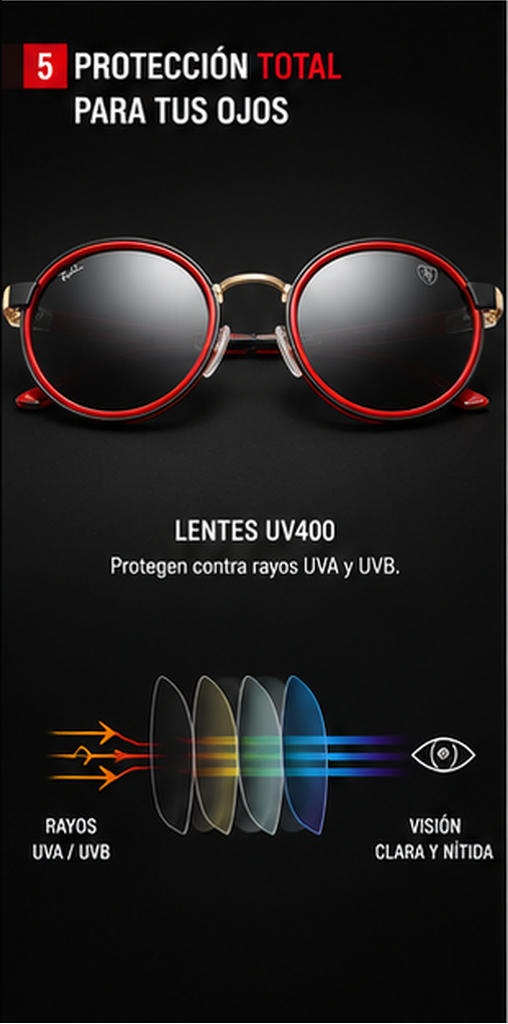 Gafas de Sol Redondas Marco Rojo Racing Premium - protección UV400