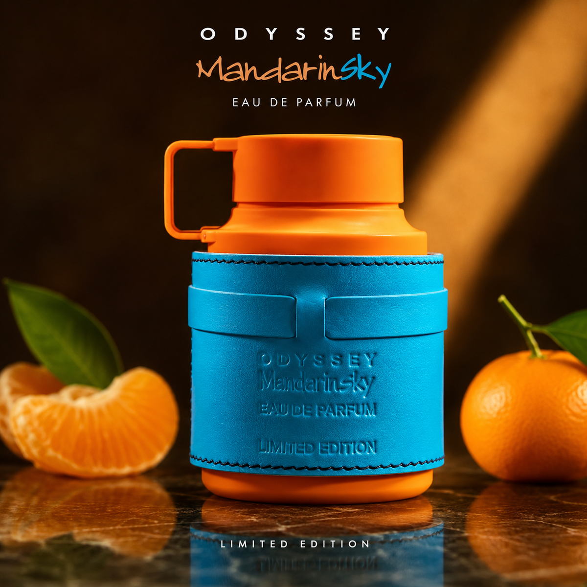 Fragancia Unisex Cítrica Fresca Notas Mandarina 100ml - producto y empaque