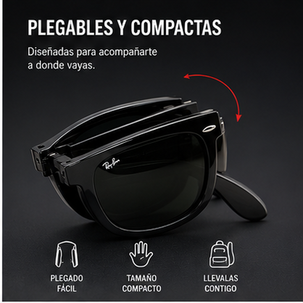 Gafas de Sol Plegables Estilo Wayfarer Compactas - diseño plegable