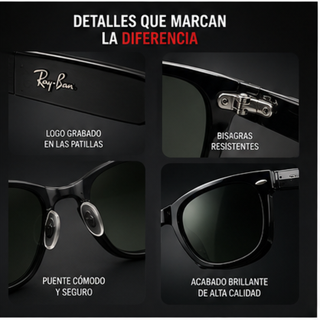 Gafas de Sol Plegables Estilo Wayfarer Compactas - detalles y bisagras