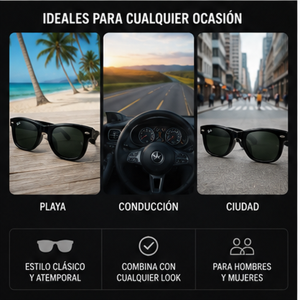 Gafas de Sol Plegables Estilo Wayfarer Compactas - estilos para diferentes ocasiones